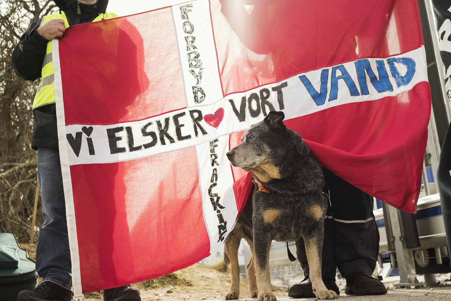 Anti-fracking protest in Dybvad, Denmark. Hydraulic fracturing, fracking, involves injecting a cocktail of water, sand and chemicals into the ground at high pressure in order to fracture the rocks and release the trapped gas.The French company Total was granted approval to explore for shale gas despite strong protests from the local community.